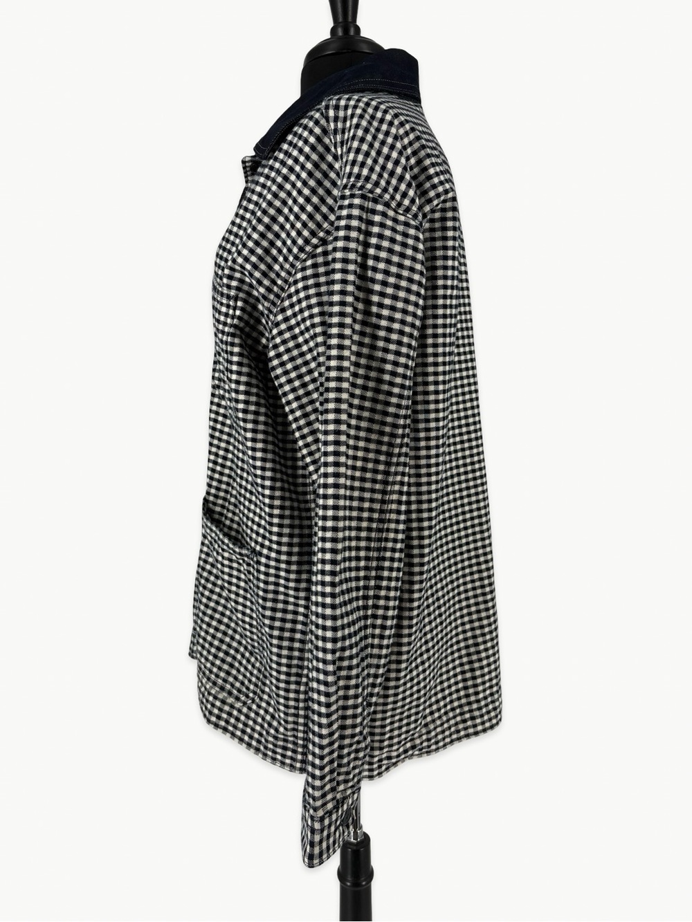 Gap × DÔEN Gingham Oversized Denim Jacket Size Large Navy Blue Coastal - Picture 8 of 13